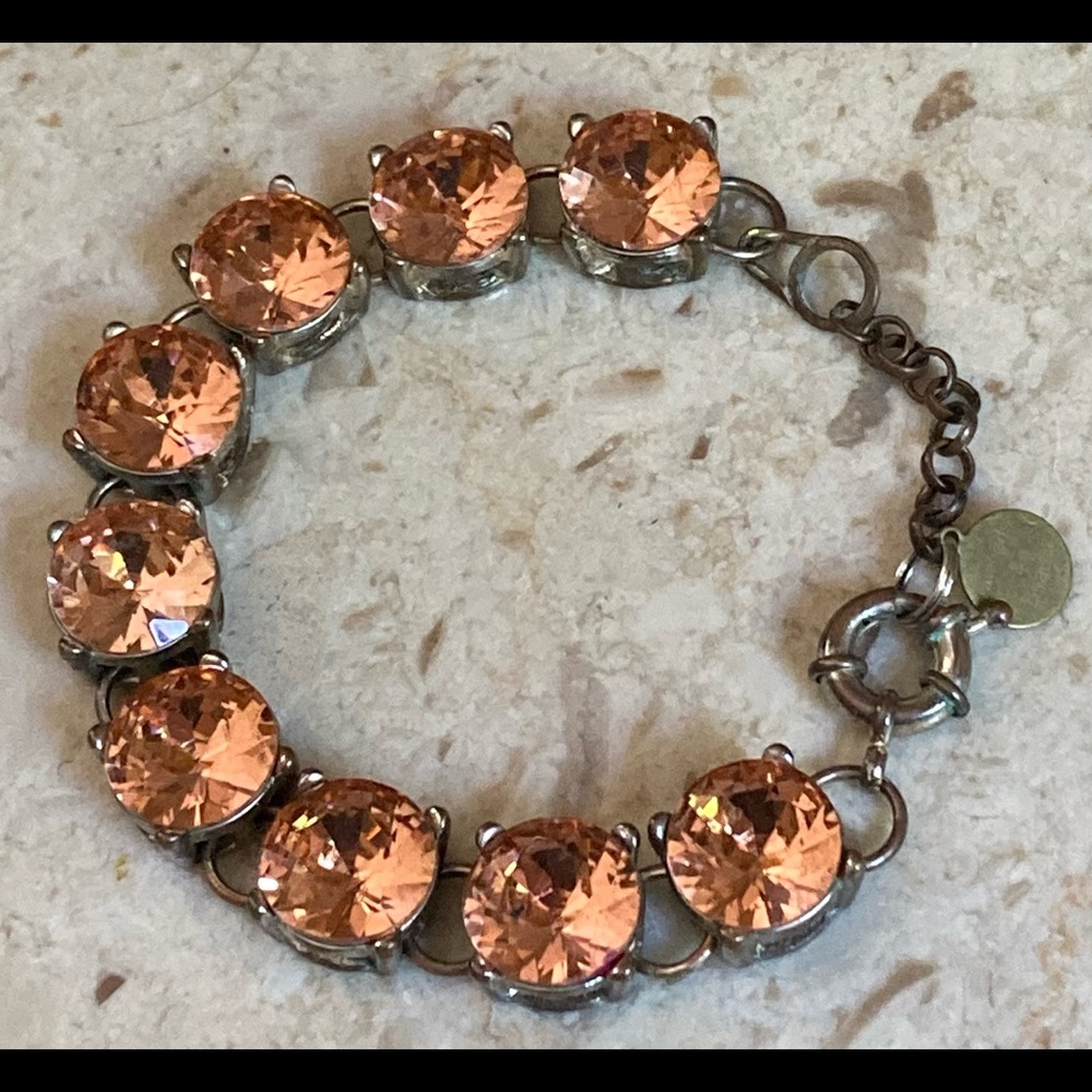 Rose Peach Swarovski Tweeds And Beads Crystal Bracelet